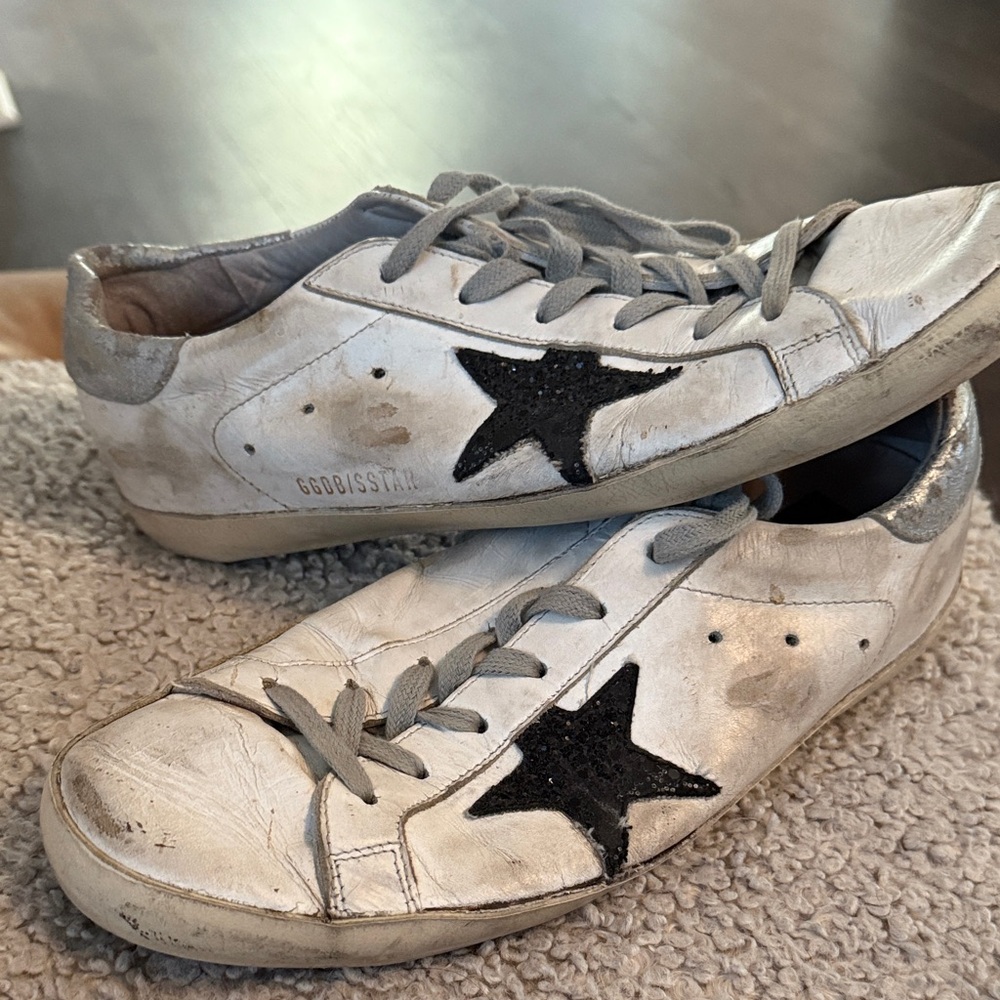Golden Goose White Sneakers with Black Star